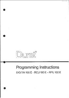 Durst RCU 100 E manual. Camera Instructions.